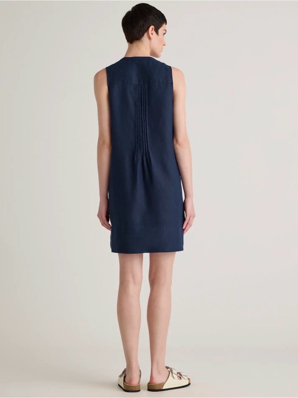 Quince 100% European Linen Sleeveless Swing Dress size L navy blue - Picture 2 of 6